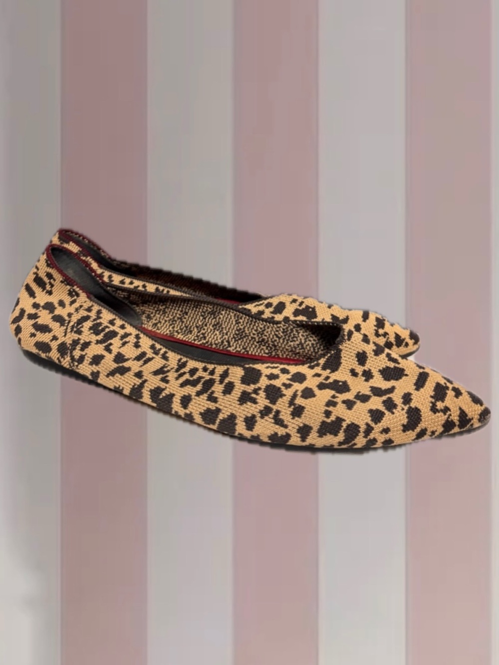 Seven7 Leopard-Print Tan and Black Pointed Ballet Flats